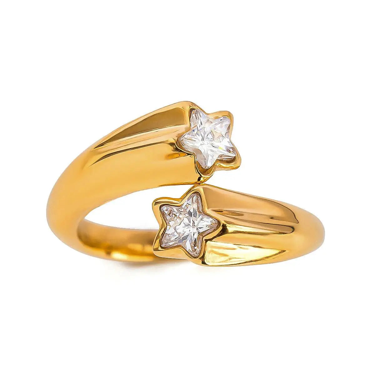 Gold star zircon ring 