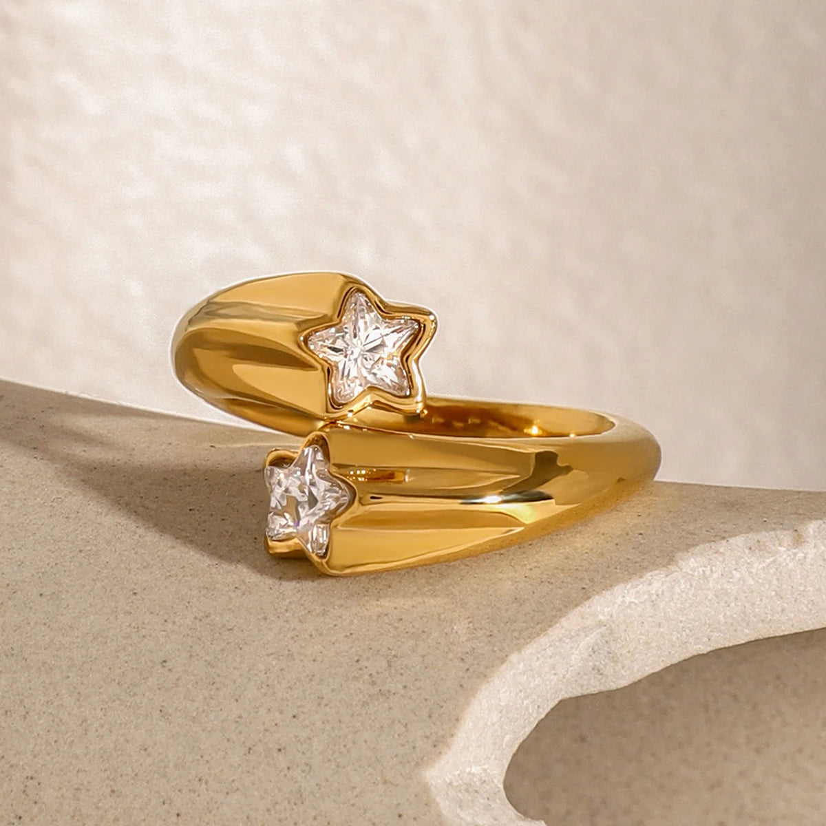 Gold star zircon wrap ring 