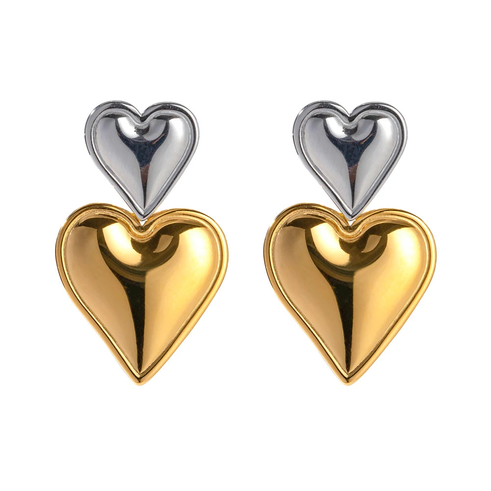 Mixed metal heart earrings